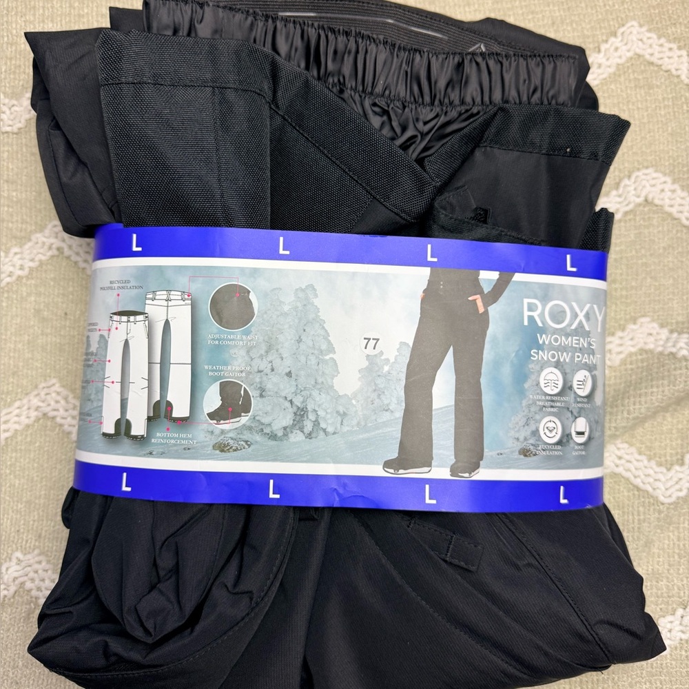 Roxy ski Women's Black Snow‎ pants New size Large